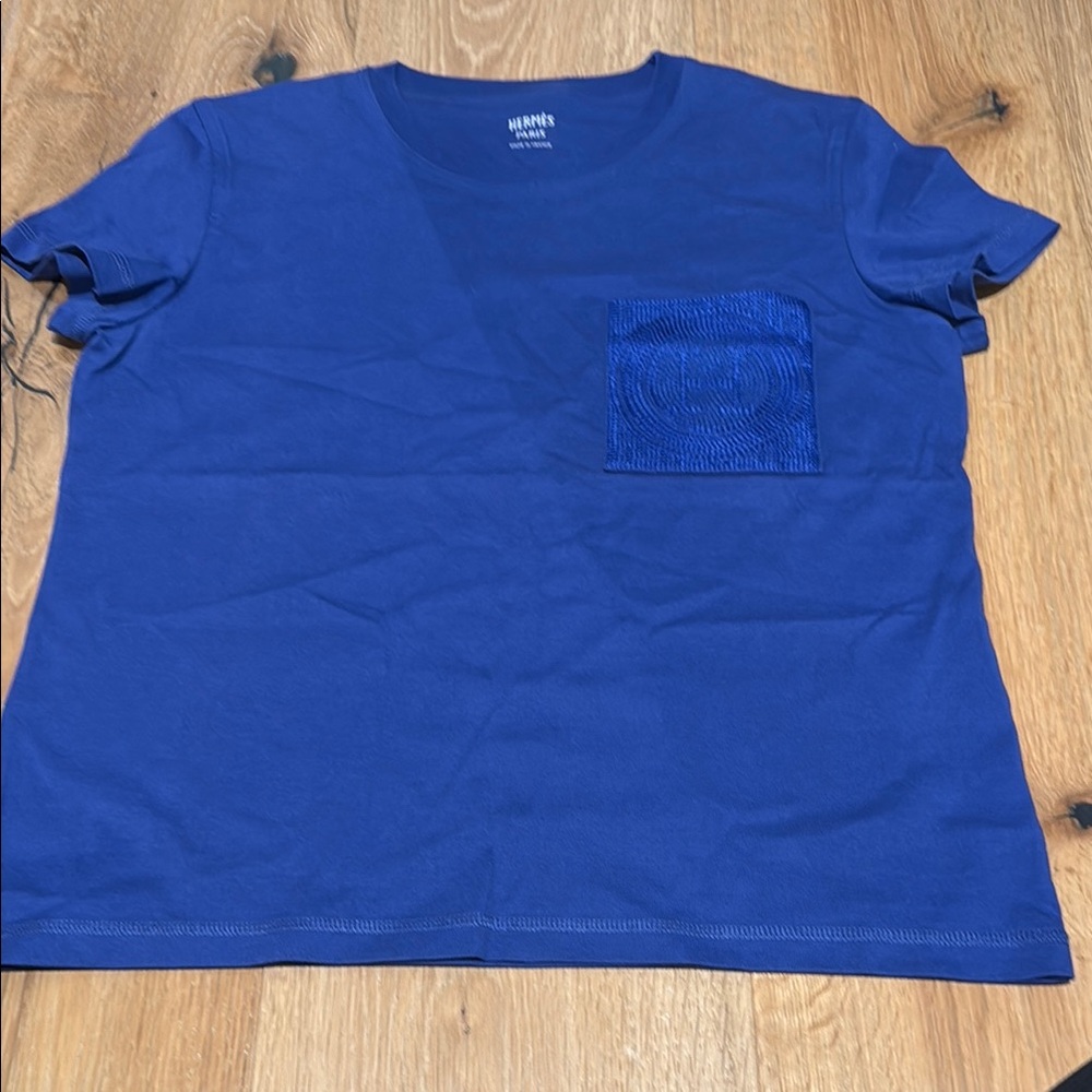 Hermes Blue Crew Neck Short Sleeve Tee